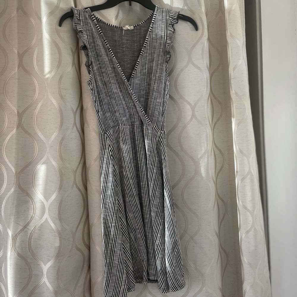 Striped Vneck Mini Dress S